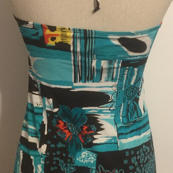 Dots Blue Multicolor Print Halter With Wooden Beads Tie Top NWT - Picture 8 of 9